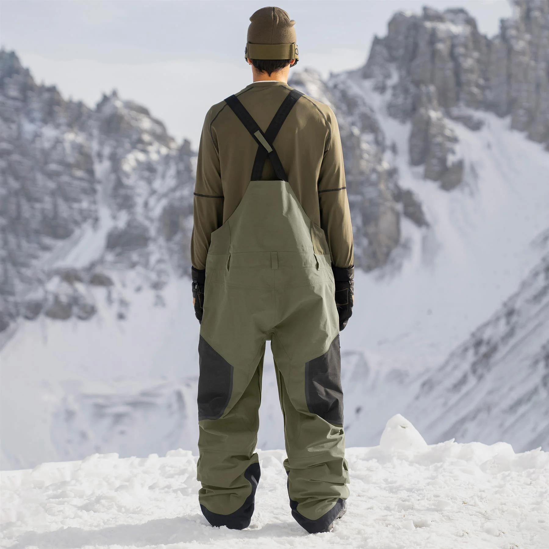 Armada Emmons 3L Mens Bib Pants Olive/Black - Image 3