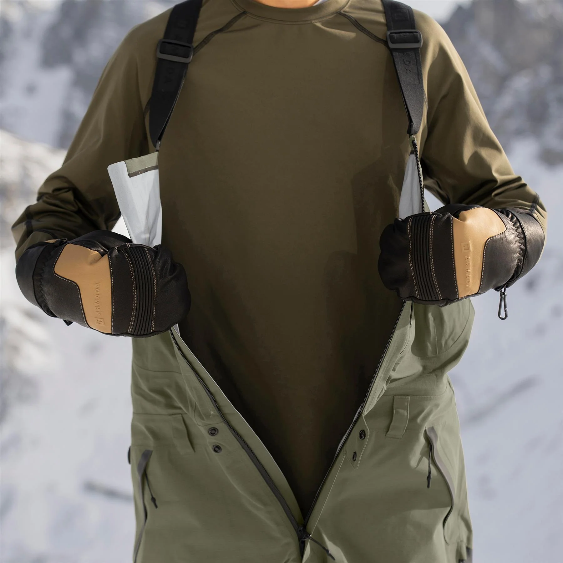 Armada Emmons 3L Mens Bib Pants Olive/Black - Image 4