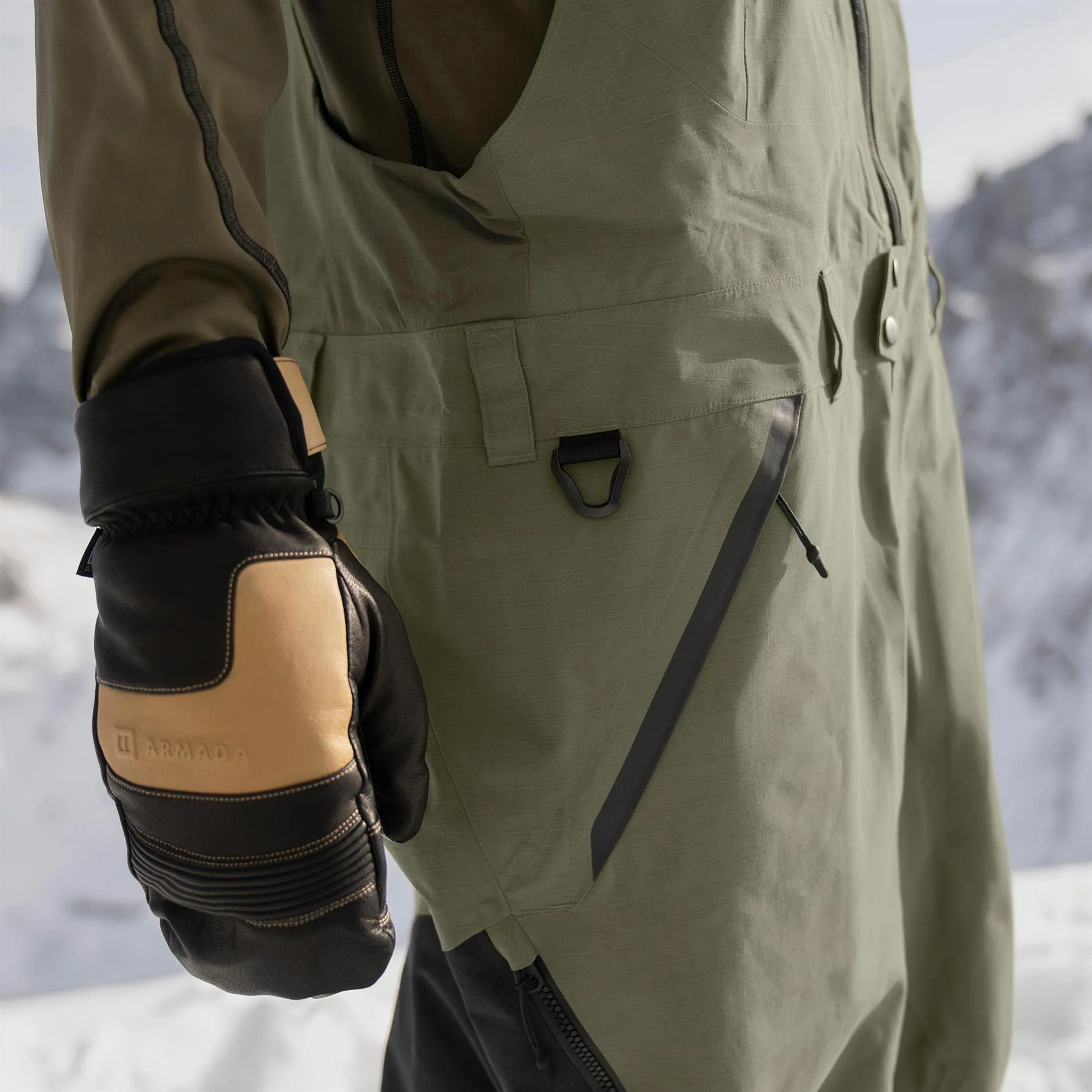 Armada Emmons 3L Mens Bib Pants Olive/Black - Image 7